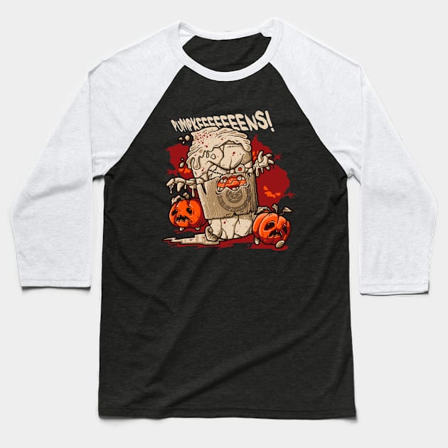 Pumpkin Spice Zombies Baseball T-Shirt by LetterQ